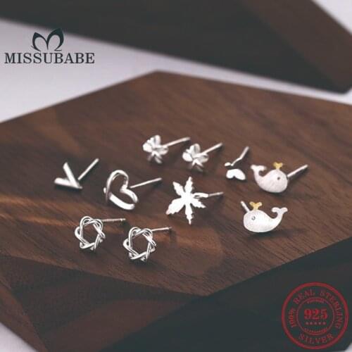 Real 999 Sterling Silver Stud Earrings Cute Mini Simplist Geometric Leaf Crown Heart Moon Star Fine Ear Jewelry For Women Girls
