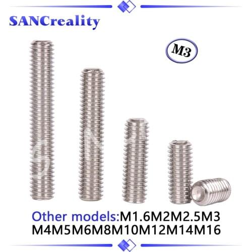 Hexagon Hex Socket Set Screw Flat Point Allen Head M3 Grub Screw Stainless Steel Headless Set Screw for 3D Printer