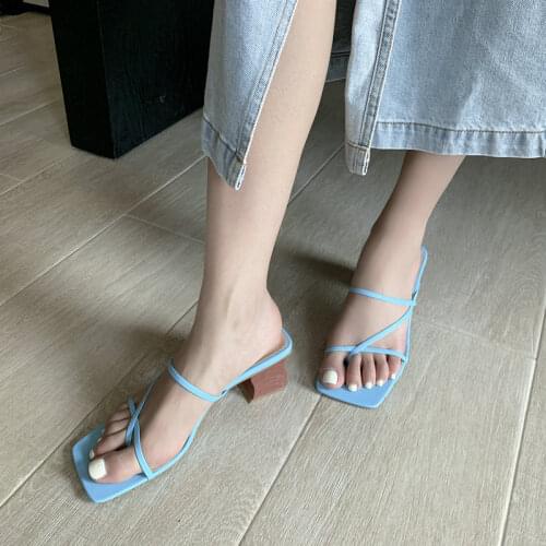 New Sexy High Heel Slippers for Women Fashion Color Narrow Band Summer Fashion Outdoor Slippers Flip-flops Slides