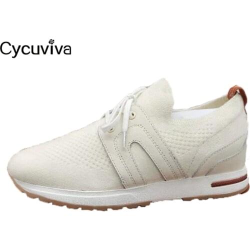 Women Kintted Loafers Shoes Lace Up Casual Flat Shoes Woman Comfortable Breathable Mules Summer Walk Ladies Flat Shoes