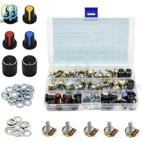 WH148 Linear Rotary Taper Potentiometer Kit With Nuts And Washers 3pin WH148 B5K B10K B20K B50K B100K