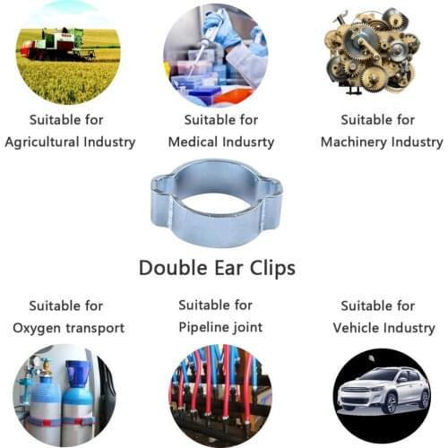 10pcs Zinc Plated Double Ear Crimp O Clips Air Fuel Hose Pipe Clamps 7-9MM