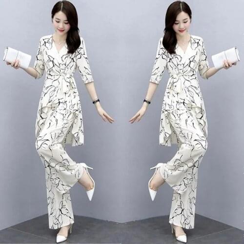 Oversize Women Summer Clothing Set Fashion High Waist Wide Leg Pants & Irregular Hem Tops Two Pieces Suits Good Quality
