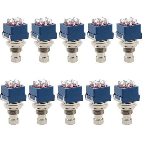 10Pcs 9-Pin 3PDT Guitar Effect Pedal Box Pedal Metal Switch True Byp