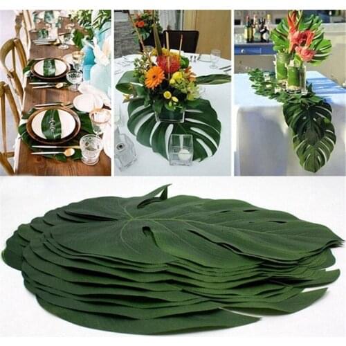 12pcs/Lot Summer Tropical Party Artificial Palm Leaves Hawaiian Luau Party Jungle Beach Theme Party Decoration Hawaii Home Decor