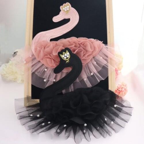 2Pcs Swan Patches For DIY Hairbows Decor Appliques Clothes Sewing Supplies DIY Crafts Accessories