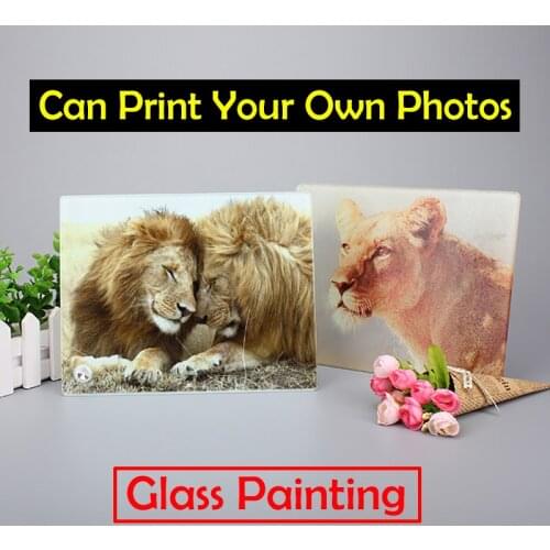 23*18cm Glass painting that can print your own photos,Unique gift Customized Photo family draw Home Decor Artwork BL-16