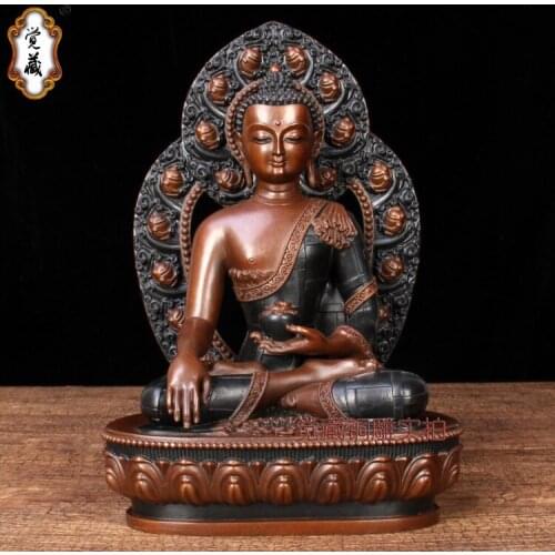 Buddhism High grade Sakyamuni All-powerful Buddha statue home family Temple efficacious bless Talisman brass Handmade statue