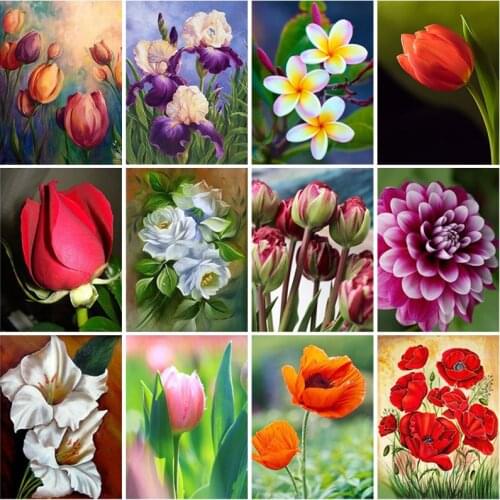 5D Diamond Painting Full Square Round Drill DIY Flower Diamonds Embroidery Cross Stitch Colorful Handmade Home Room Wall Decor