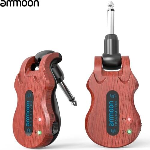 Ammoon Wireless Guitar System Digital Guitar Transmitter Receiver Built-in Rechargeable Battery 300 Feet Transmission Range