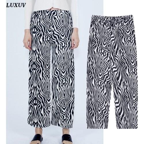 LUXUV Sweatpants Womens Clothing Long Zebra Stripes Trousers Wide Leg Sport Pants Sets Ladies Streetwear Harajuku Vintage