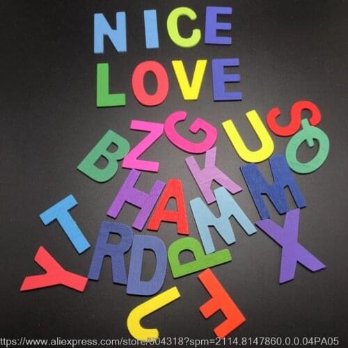 10sets of A to Z 26 DIY letters Candy color wood alphabet letter craft word wall decor laser cut educational toy