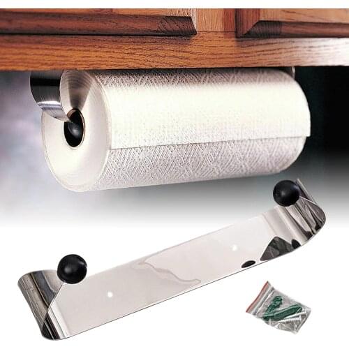 Paper Towel Holder Under Cabinet Wall Mount Steel Rack Kitchen