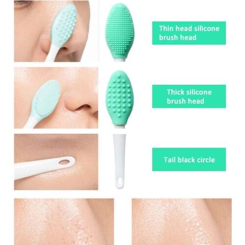 Skin Care Double-sided Facial Cleaning Brush Exfoliating Blackhead Removal Nose Brush With Replacement Head Beauty Tool