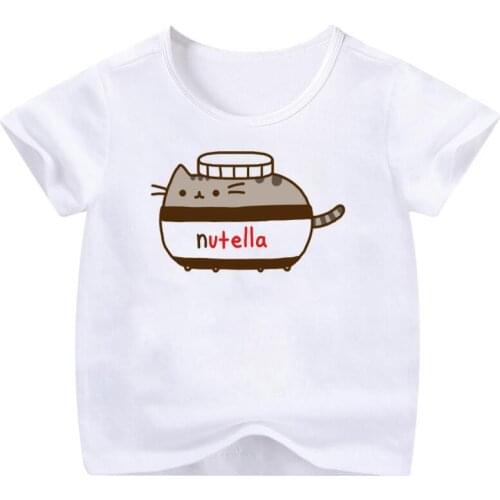 Cute Cat Eat Ice Cream Cartoon Print Tshirt For Girls/Boys Kawaii Kids Clothes Harajuku Shirt Summer Fashion Love T Shirt Tops