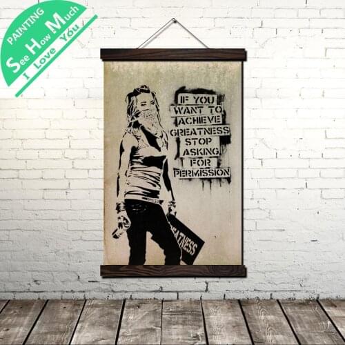 Graffiti Bad Gril Scroll Painting Canvas Vintage Poster and Prints Wall Art Pictures Living Room Bedroom Farmhouse Decoration