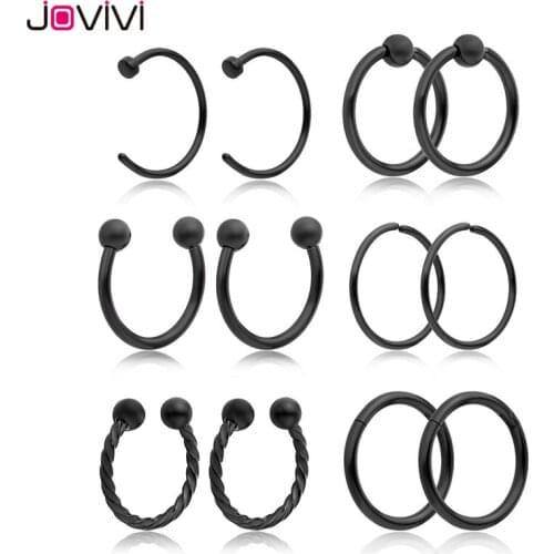 Jovivi Stainless Steel Nose Ring Hoop Nose Stud Cartilage Tragus Daith Septum Ear Helix Nipple Eyebrow Lip Body Piercing Jewelry
