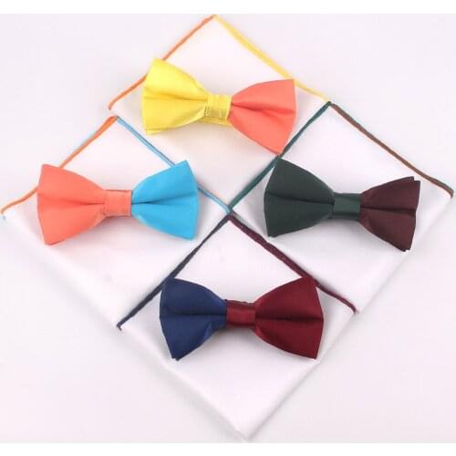 New Solid Bowtie and Pocket Square Set Patchwork Bow Tie Suits Hanky Sets For Men Adult Ties Handkerchiefs Towels Scarves