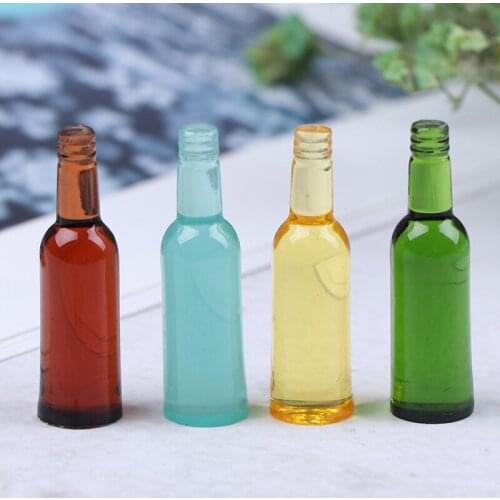 New 6Pcs 1/12 Dollhouse Miniature Toy Beer Wine Drink Bottle Doll Food Kitchen Living Room Accessories Dollhouse Kitchen Decor