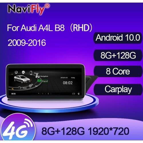 NaviFly 8+128G Android Multimedia Navigation GPS Display For Audi A4 A5 2009 2010 2011 2012 2013 2014 - 2016 Right Hand Driver