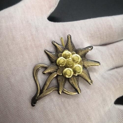 WWII GERMAN Medals EDELWEISS MOUNTAIN INFANTRY CAP BADGE MEDAL Bronze Color