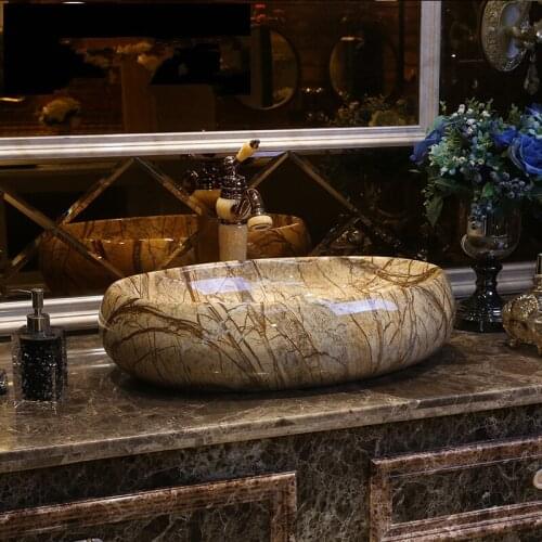 Oval Europe Style Counter Top porcelain wash basin bathroom sinks ceramic washbasin sink Painting Bathroom Sink