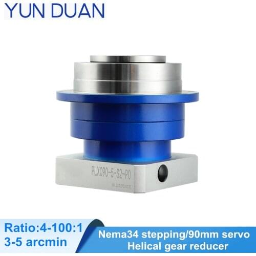 Speed 4:1-100:1 Nema34 planetary helical reducer 12.7/14/16/19mm shaft,3-5arcmin round disk gearbox for DC motor servo/step