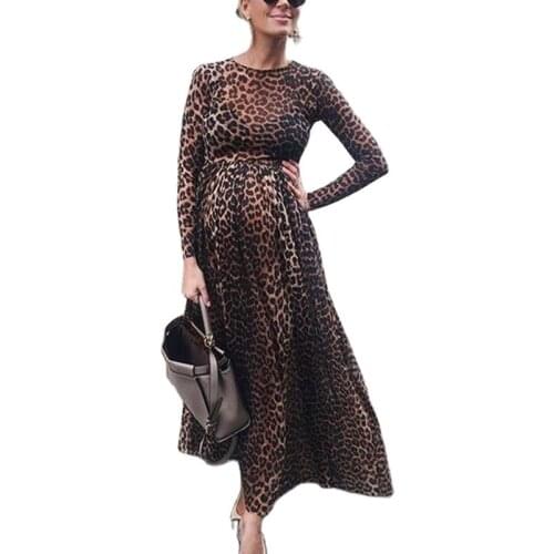 CHCDMP New Leopard Print Maternity Dress Photography Props Long Dresses Pregnant Women Clothes Fancy Pregnancy Photo Props Shoot