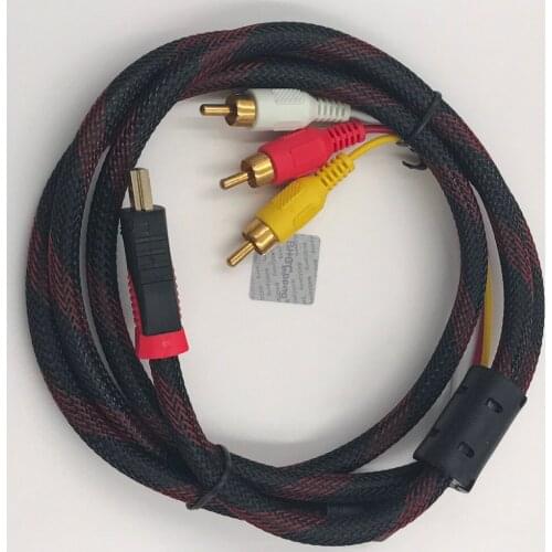 Gold Plated HDTV to 3RCA Adapter HDMI-Compatible to AV Cable Video Extension With Ferrite Core 1080p for DVD HDTV LCD 1.5 Meter