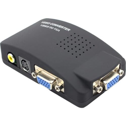 AV to PC converter RCA to VGA adater VGA=S-video+AV to VGA converter for DVD VCD PC monitor AV in to VGA ourt