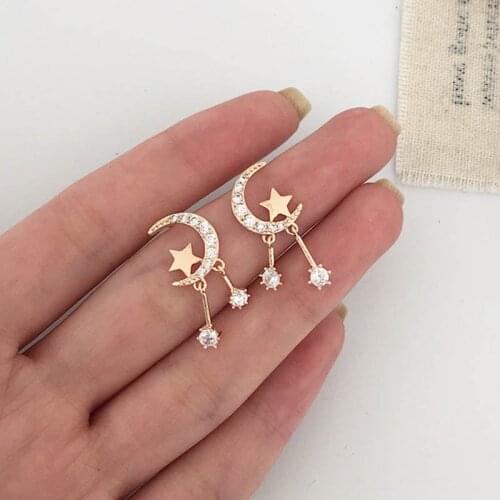 Star Star Moon Earrings Short Earrings Temperament Korean Personality Wild Earrings Girl Heart Stud Earrings