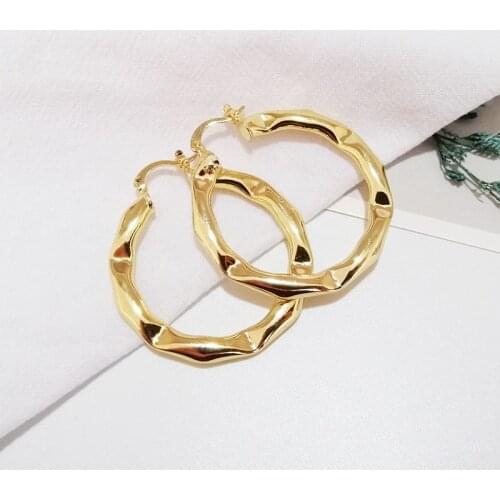 SRCOI Bamboo Joint Gold Color Metal Hoop Earrings Big Circle Geometric Exaggerated Punk Hip-Hop Earrings For Women Party Jewelry