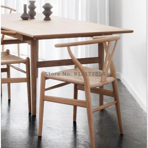Y Chair Ash Wood Nordic Solid Wood Dining Chair Home Leisure Backrest Armrest Taishi Chair Simple Cafe Wood Color