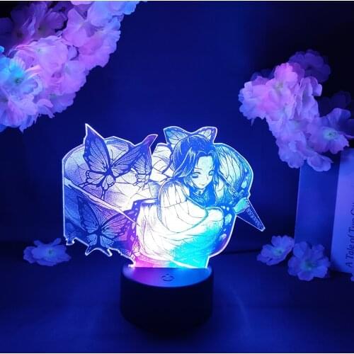 Demon Slayer LED Anime Lamp Newest 3D HD Manga Figure Lighting Decoration for Otaku Bedroom Friends Gift Two Tone Shinobu Kocho