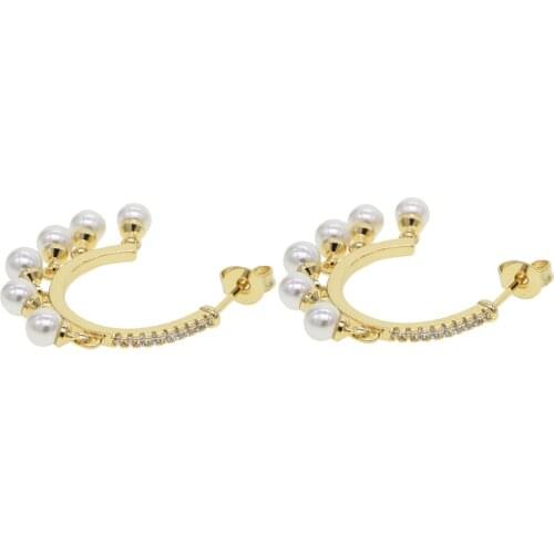 Fresh sea pearl charm earring with gold color large hoop earrings for wedding hoop earring gift