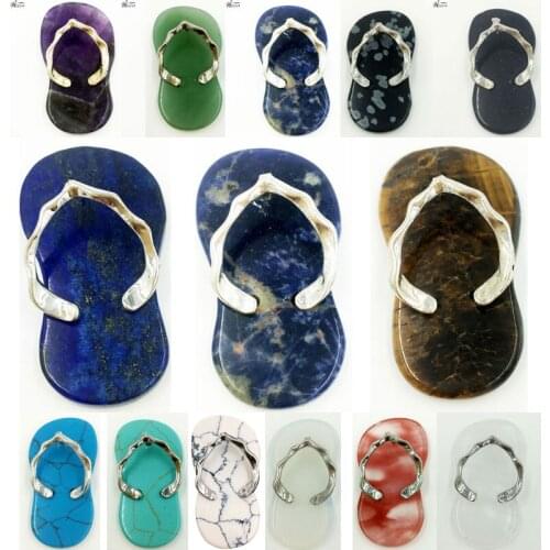 Aventurine Lapis Lazuli Tiger Eye Crsytal Howlite Crystal Cherry Quartz Blue Sand Slipper Art Women Men Pendant Bead WFH589