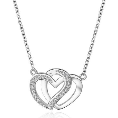 UFOORO S925 Sterling Silver Pendant Clavicle Chain Valentines Day Gift For Girlfriend Micro-inlaid Heart-shaped Necklace