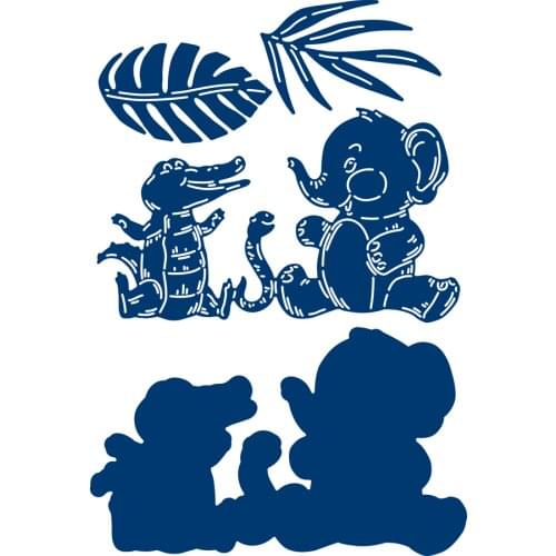 Elephant and Crocodile Die Cutting Dies Scrapbook Diary Decoration Stencil Embossing Template DIY Greeting Card Handmade