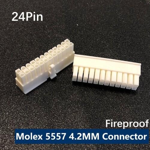 High quality ATX- 24P Molex 5557 Plug Connectors Pitch 4.2MM for Power Supply Cable DIY 24PIN MX4.2 Male Fireproof Connector