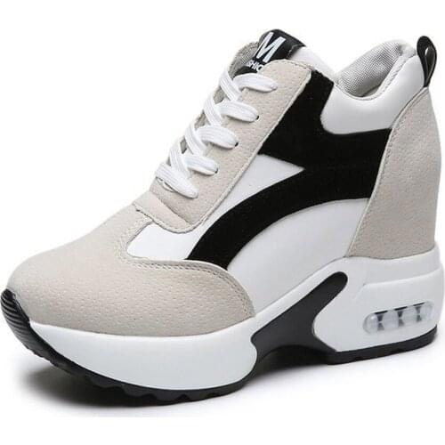 Womens Wedge Hidden Heel Sneakers Breathable Casual Sport Shoes Korean Styles Lace Up