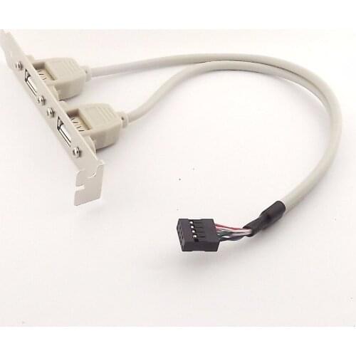1pcs Motherboard USB 2.0 A Female Header Cable Adapter Converter Rear Panel Bracket 30cm