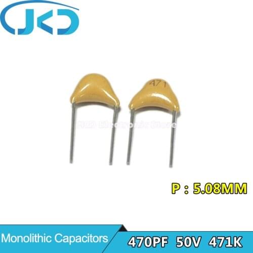 100Pcs 50V 470PF 471 0.47NF Monolithic Ceramic Capacitor