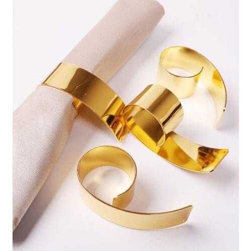 12PCS/Metal plating gold 6-word napkin ring stainless steel napkin ring table setting decoration western food party accessories