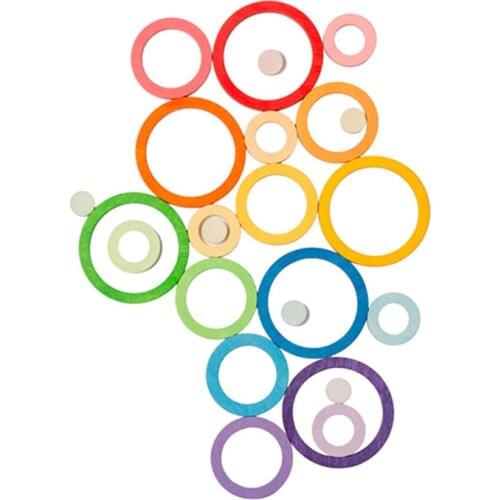 Baby Rainbow 24pcs Nesting Circle Palette Kids Creative Wooden Stacking Toys Nordic Toy Montessori Educational Toys For Children