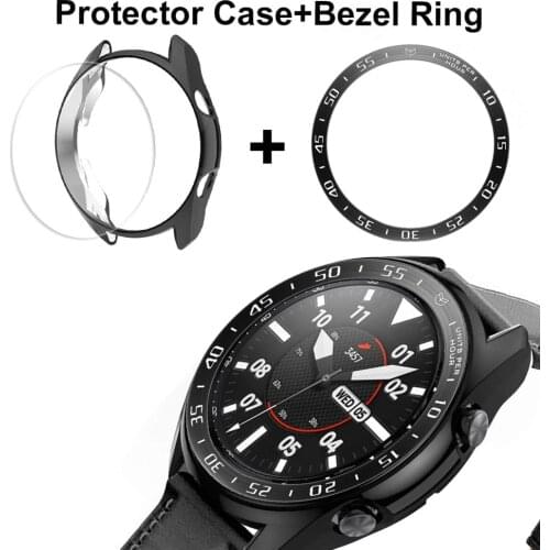 3 pack cases for samsung galaxy watch 3 45mm 41mm case + Tempered Glass screen Protector + bezel ring loop galaxy watch 3 case