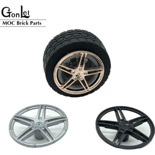 4Pcs/Set Wheels and Tyres Bricks PartsWheel Cover 5 Spoke without Centre Stud - 35mm D.for 20x30 Wheel Hub 54087 56145 44292