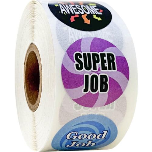 500 Pcs/Roll Motivational Words Sticker Teacher Reward Sticker for School Student 8 Designs Labels 'Awesome''Wow' Kids Toy Decor