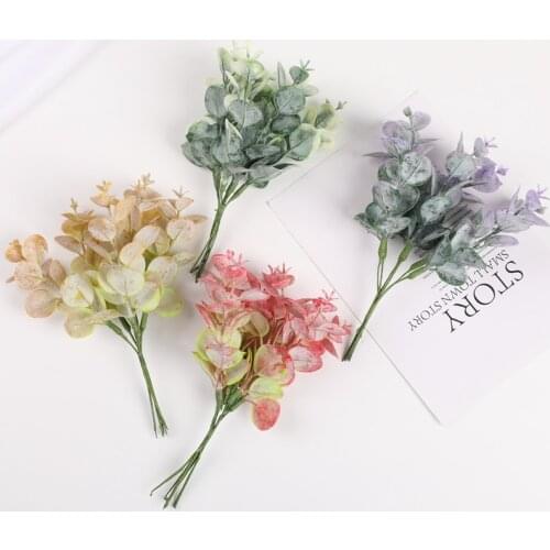 6 pieces Artificial plants Wedding Christmas decorations for home DIY Flower arrangement Eucalyptus leaves lavender Gift jewelry