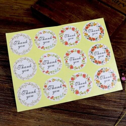 60pcs Flower Thank You Ellipse Sealing Label Adhesive Paper Seal Sticker for Baking Gift Stickers Funny DIY Multifunction Label
