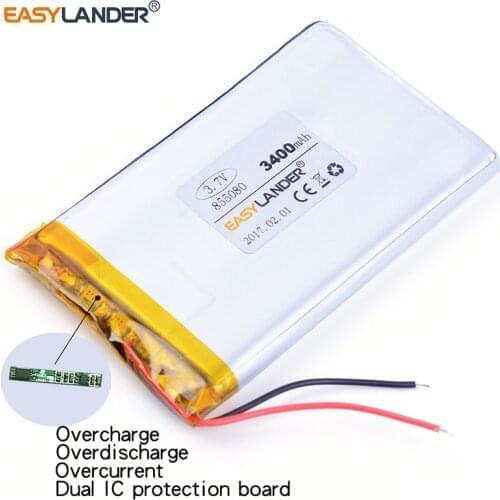 855080 3.7V 3400mAh Rechargeable Li-Polymer Li-ion Battery For mp3 mp4 mp5 phone DVR GPS power bank IPTV Set top box 854979
